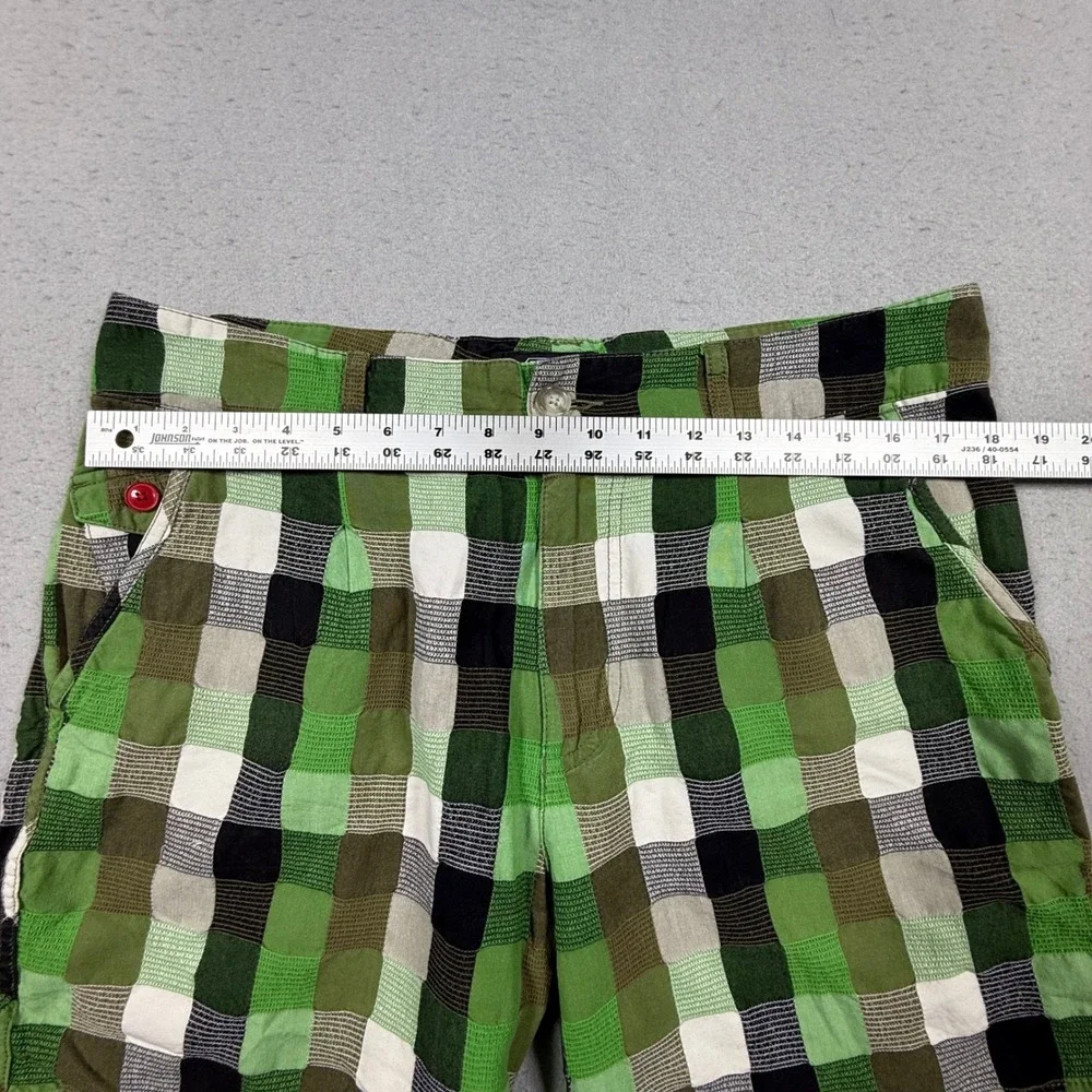 55DSL Diesel Mens Green Checkered Plaid Cotton Casual Shorts Size 34